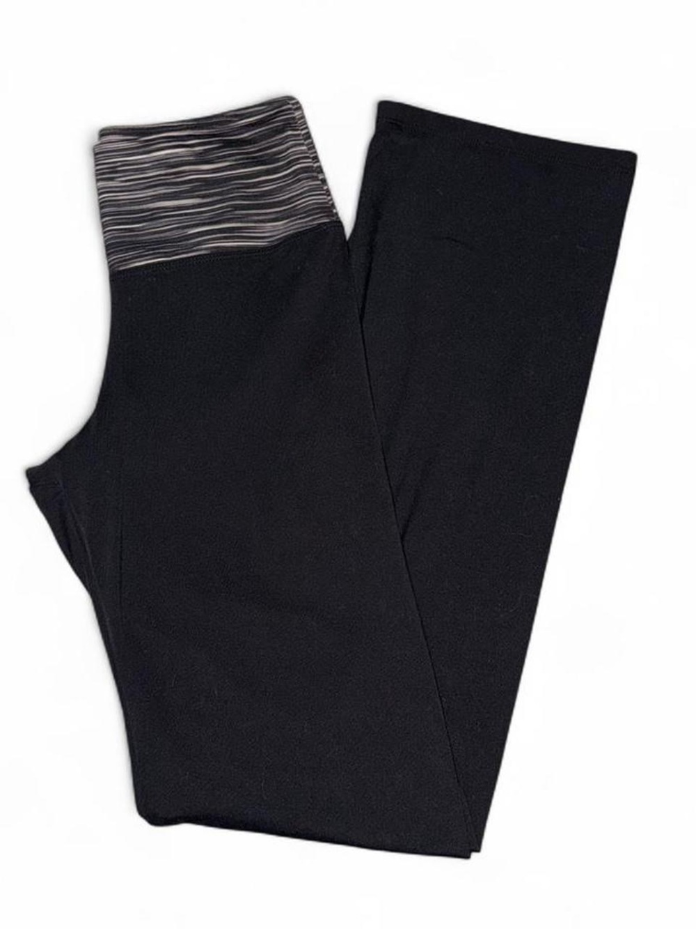 High-Waist Black Leggings with Heathered Waistband